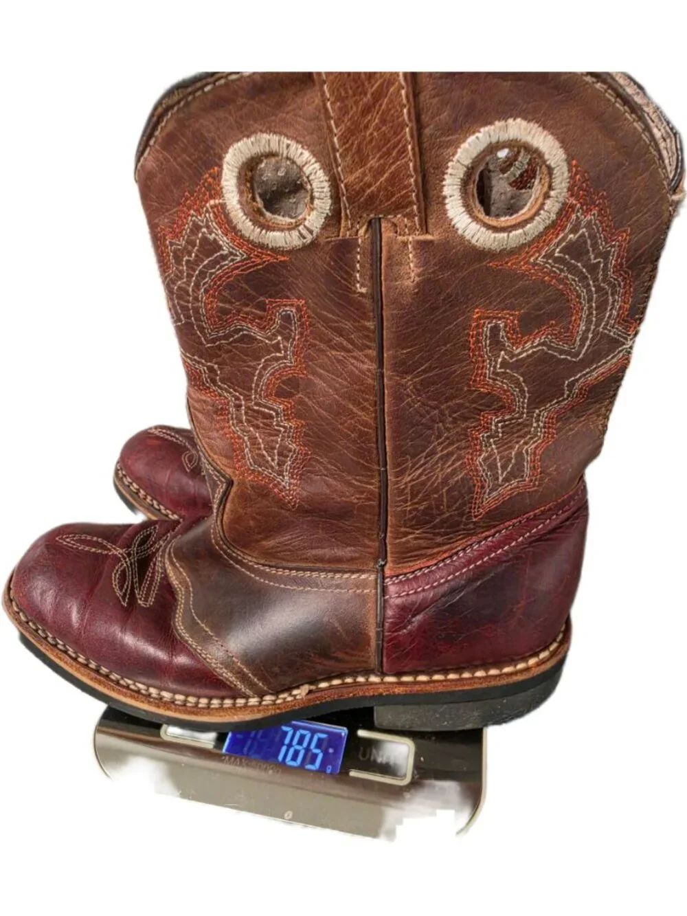 Vintage Kids Vaquerito Leather Cowboy Boots Two Tone Square Toe Size 3 Youth